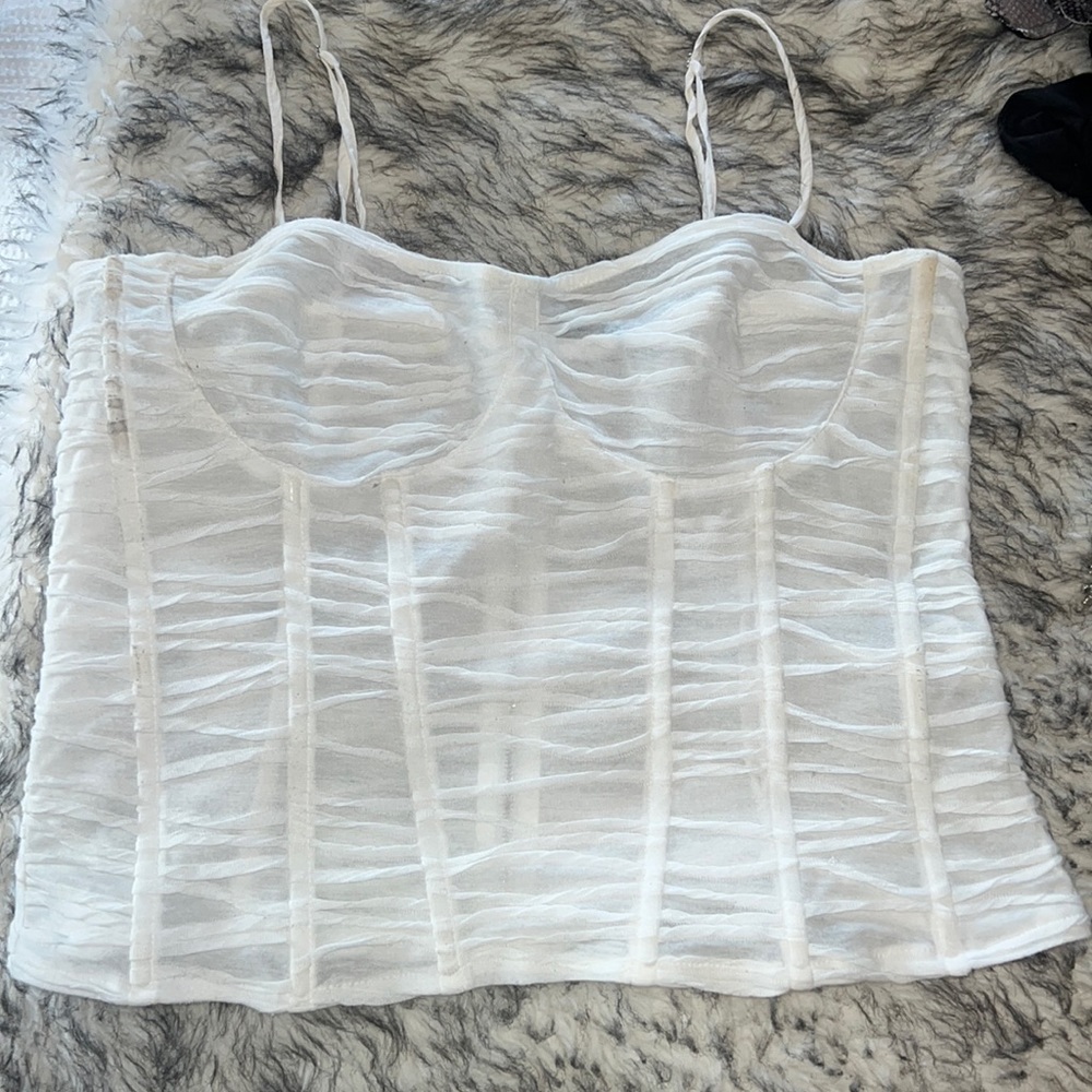 Textured, white corset top